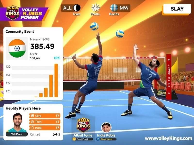 Volley Kings Power gameplay screenshot showing intense volleyball action